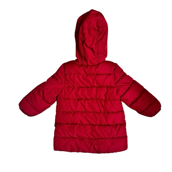 Old Navy toddler girls Sherpa maroon quilted winter fur hood parka jacket Sz 2T - Picture 3 of 4